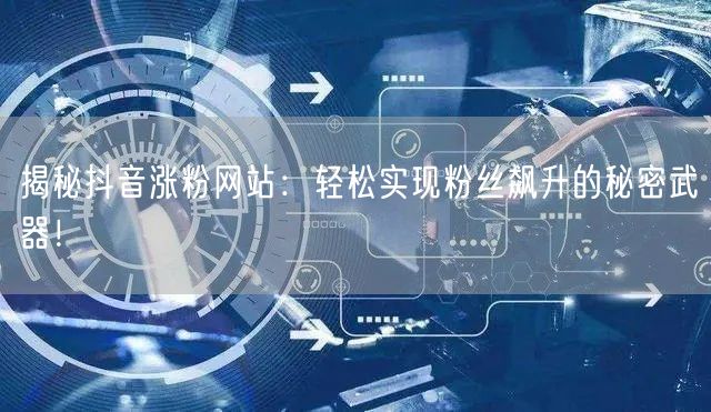 揭秘抖音涨粉网站：轻松实现粉丝飙升的秘密武器！