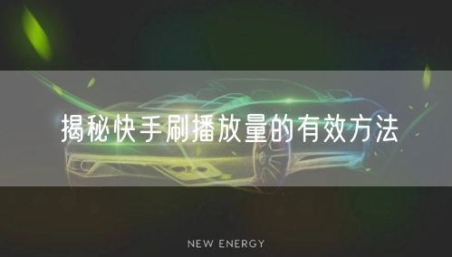 揭秘快手刷播放量的有效方法