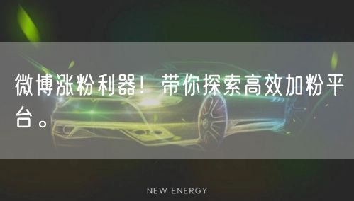 微博涨粉利器！带你探索高效加粉平台。