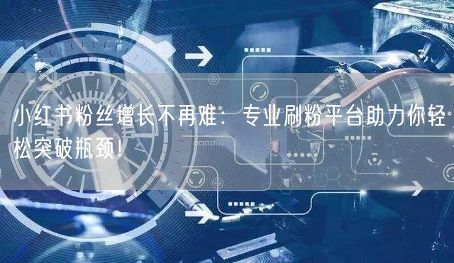 小红书粉丝增长不再难：专业刷粉平台助力你轻松突破瓶颈！