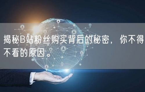 揭秘B站粉丝购买背后的秘密，你不得不看的原因。