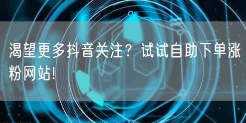 渴望更多抖音关注？试试自助下单涨粉网站!