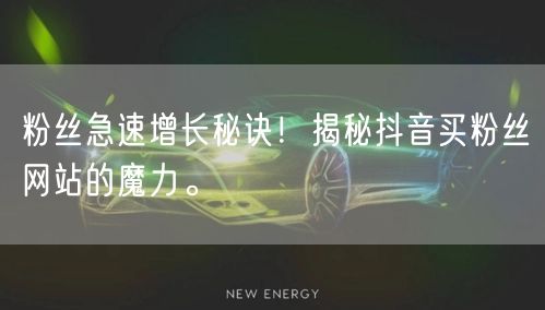 粉丝急速增长秘诀！揭秘抖音买粉丝网站的魔力。