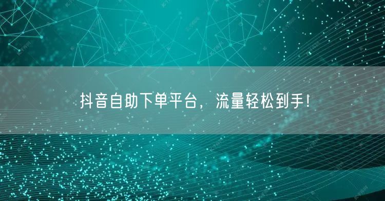 抖音自助下单平台，流量轻松到手！