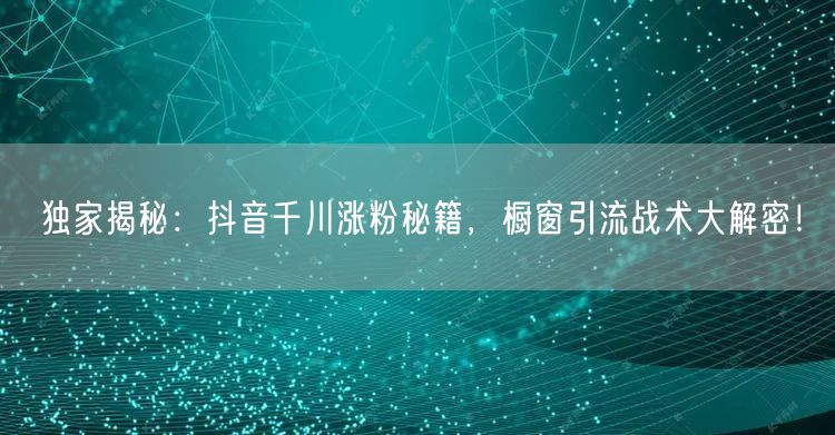 独家揭秘：抖音千川涨粉秘籍，橱窗引流战术大解密！