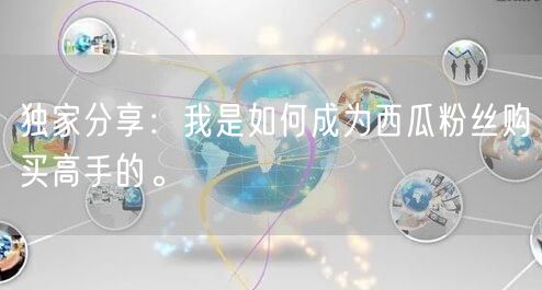 独家分享：我是如何成为西瓜粉丝购买高手的。