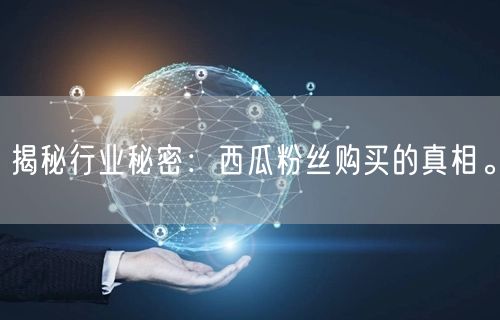揭秘行业秘密：西瓜粉丝购买的真相。