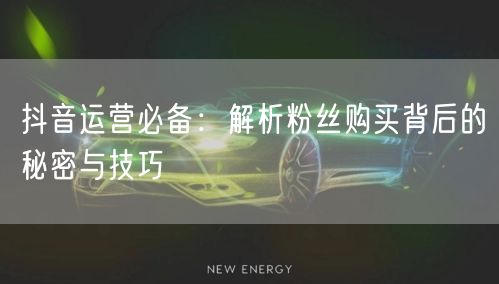 抖音运营必备：解析粉丝购买背后的秘密与技巧