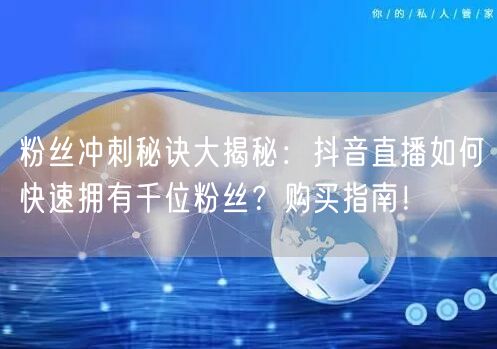 粉丝冲刺秘诀大揭秘：抖音直播如何快速拥有千位粉丝？购买指南！