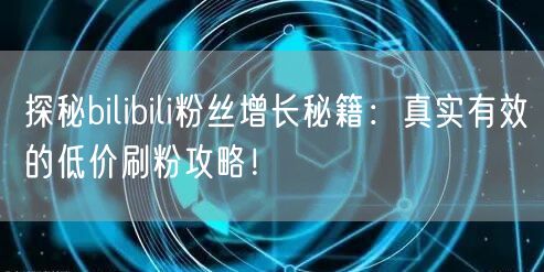 探秘bilibili粉丝增长秘籍：真实有效的低价刷粉攻略！
