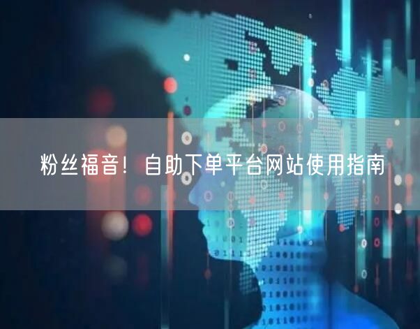 粉丝福音！自助下单平台网站使用指南
