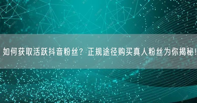 如何获取活跃抖音粉丝？正规途径购买真人粉丝为你揭秘！