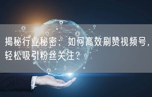 揭秘行业秘密：如何高效刷赞视频号，轻松吸引粉丝关注？