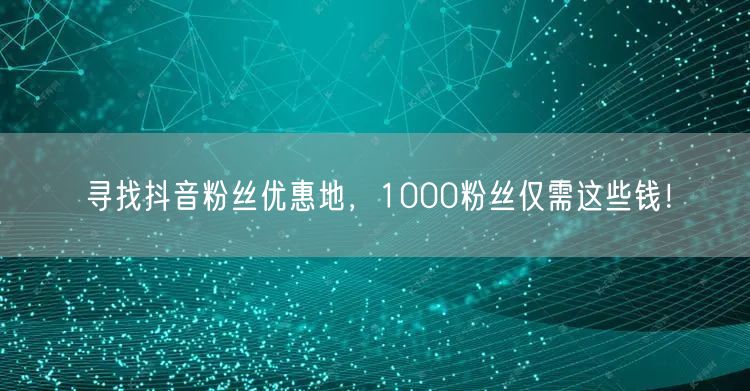 寻找抖音粉丝优惠地，1000粉丝仅需这些钱！