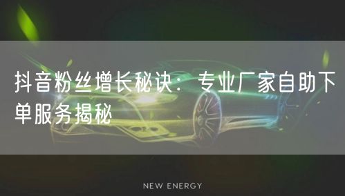抖音粉丝增长秘诀：专业厂家自助下单服务揭秘