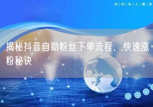 揭秘抖音自助粉丝下单流程，快速涨粉秘诀
