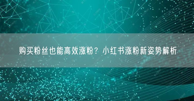 购买粉丝也能高效涨粉？小红书涨粉新姿势解析