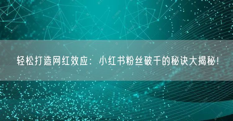 轻松打造网红效应：小红书粉丝破千的秘诀大揭秘！
