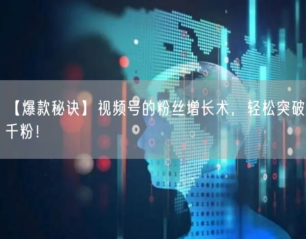【爆款秘诀】视频号的粉丝增长术，轻松突破千粉！