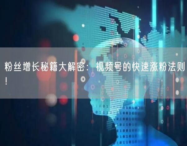 粉丝增长秘籍大解密：视频号的快速涨粉法则！