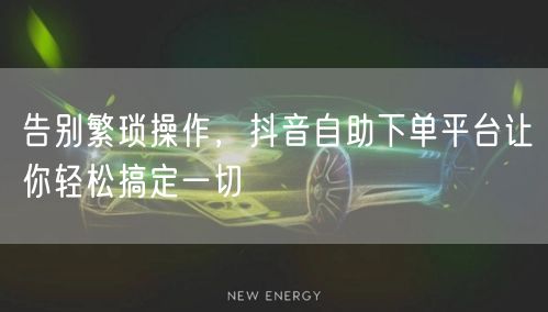 告别繁琐操作，抖音自助下单平台让你轻松搞定一切