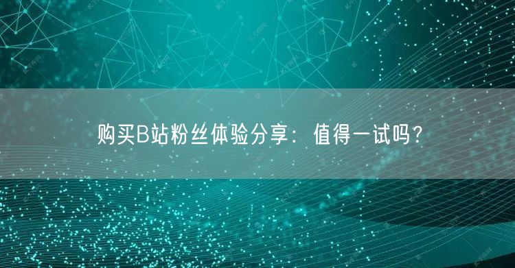 购买B站粉丝体验分享：值得一试吗？