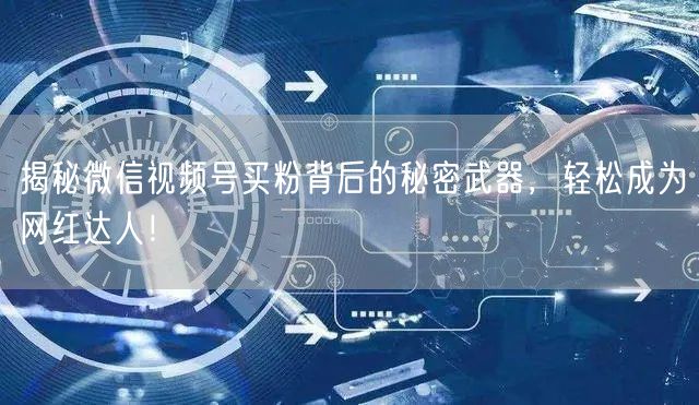 揭秘微信视频号买粉背后的秘密武器，轻松成为网红达人！