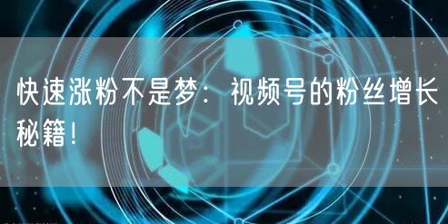 快速涨粉不是梦：视频号的粉丝增长秘籍！