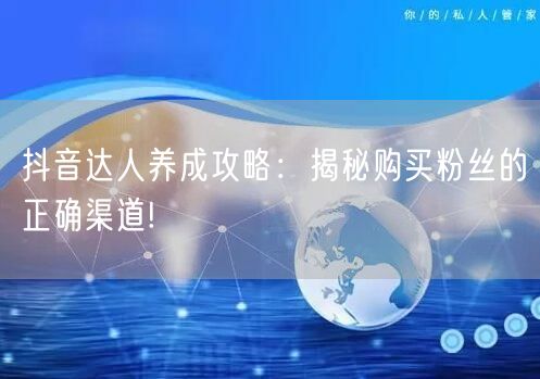 抖音达人养成攻略：揭秘购买粉丝的正确渠道!