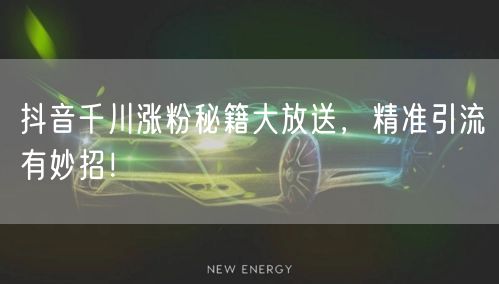 抖音千川涨粉秘籍大放送，精准引流有妙招！