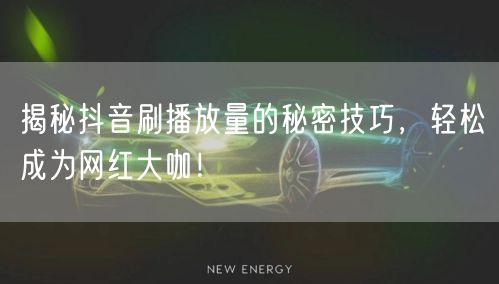 揭秘抖音刷播放量的秘密技巧，轻松成为网红大咖！
