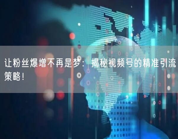 让粉丝爆增不再是梦：揭秘视频号的精准引流策略！