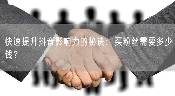 快速提升抖音影响力的秘诀：买粉丝需要多少钱？